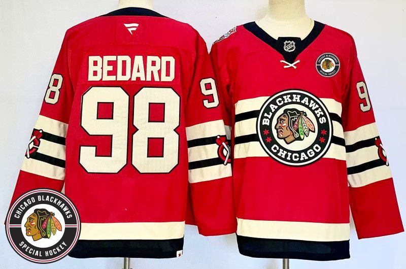 Men Chicago Blackhawks #98 Bedard Red Fanatics 2025 NHL Jersey style 9->chicago blackhawks->NHL Jersey